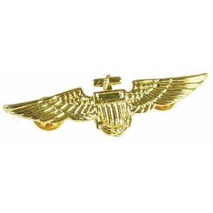 Piloten/Vliegeniers verkleed broche goud 7 cm - Piloot verkleedkleding accessoires