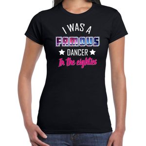 Bellatio Decorations disco verkleed t-shirt dames - jaren 80 feest outfit - famous dancer - zwart