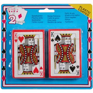 Set van 4x geplastificeerde poker/kaartspellen - Engelstalige speelkaarten - 54 kaarten per pakje