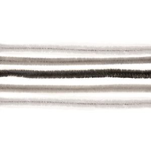 Chenilledraad - 10x - wit/grijs/zwart - 50 cm - hobby/knutsel materialen