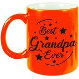 Best Grandpa Ever cadeau mok / beker - neon oranje - 330 ml - verjaardag / bedankje - mok voor opa