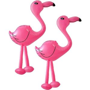 Set van 4x stuks opblaasbare dieren flamingos 60 cm - Decoratie vogels - Tropische Hawaii thema feestartikelen/versieringen
