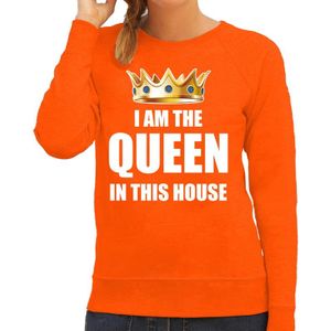 Koningsdag sweater / trui Im the queen in this house oranje voor dames - Woningsdag - thuisblijvers / Kingsday thuis vieren