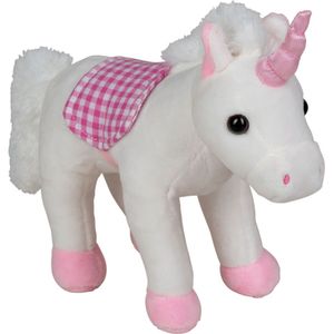 Pluche Eenhoorn Knuffel Witte/Roze 20 cm - Eenhoorns Mystieke Dieren Knuffels