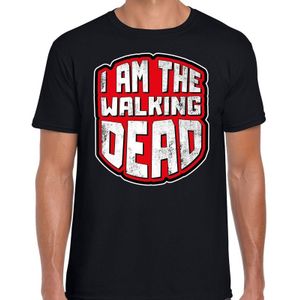 Halloween I am the walking dead verkleed t-shirt zwart voor heren -  horror shirt / kleding / kostuum