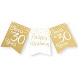 Paperdreams verjaardag vlaggenlijn 30 jaar - 3x - wit/goud - 600 cm