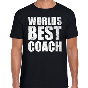 Worlds best coach / werelds beste coach cadeau t-shirt zwart heren - verjaardag kado t-shirt voor een sport / mental coach - bedankje / cadeau t-shirts