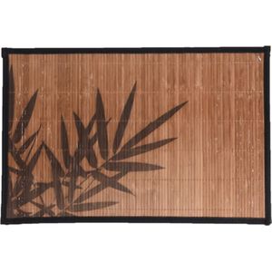 Rechthoekige placemat 30 x 45 cm bamboe bruin met zwarte bamboe print 2  - Placemats/onderleggers - Tafeldecoratie