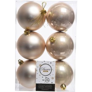 36x Licht parel/champagne kunststof kerstballen 8 cm - Mat/glans - Onbreekbare plastic kerstballen - Kerstboomversiering licht parel/champagne