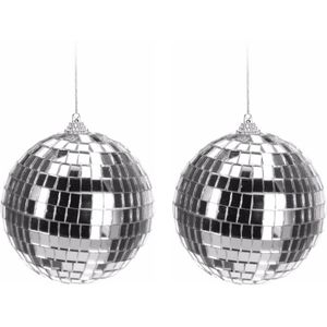 12x Kerst discobal zilver 10 cm - kerstbal