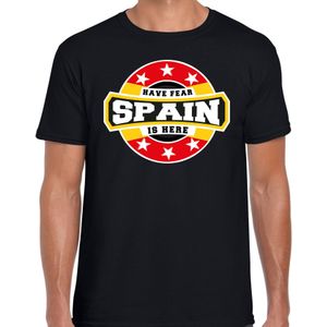 Have fear Spain is here t-shirt met sterren embleem in de kleuren van de Spaanse vlag - zwart - heren - Spanje supporter / Spaans elftal fan shirt / EK / WK / kleding