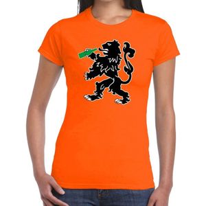 Oranje t-shirt bier drinkende leeuw voor dames - Koningsdag / EK-WK kleding shirts