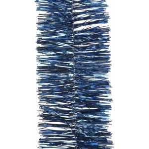 6x stuks kerstslinger donkerblauw 270 cm - Guirlande folie lametta - Donkerblauwe kerstboom versieringen