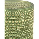 Countryfield Luxe theelichthouder - 2x stuks - Aurora - glas - olijfgroen/goud - D10 x H12 cm