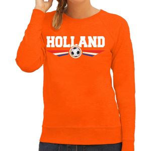 Holland landen / voetbal sweater met wapen in de kleuren van de Nederlandse vlag - oranje - dames - Holland landen trui / kleding - EK / WK / voetbal sweater