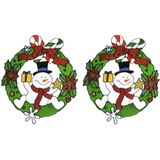 2x stuks kerst raamstickers sneeuwpop plaatjes 30 cm - Raamdecoratie kerst - Kinder kerststickers