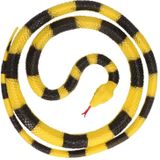 Speelgoed slangen grote Python zwart/geel 137 cm - Rubberen/plastic speelgoed slang