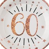 Santex Verjaardag feest bordjes leeftijd - 10x - 60 jaar - rose goud - karton - 22 cm - rond