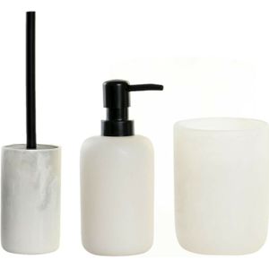 Items - Toiletborstel houder - beker/zeeppompje - marmer look - wit