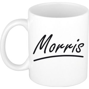 Morris naam cadeau mok / beker met sierlijke letters - Cadeau collega/ vaderdag/ verjaardag of persoonlijke voornaam mok werknemers