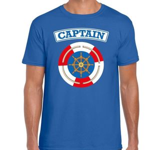 Kapitein/captain verkleed t-shirt blauw voor heren - maritiem carnaval / feest shirt kleding / kostuum