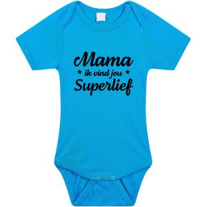 Mama superlief tekst baby rompertje blauw jongens - Kraamcadeau/ Moederdag cadeau - Babykleding