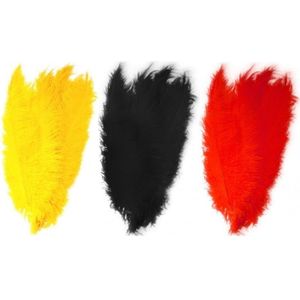 6x stuks grote veer/veren/struisvogelveren - 2x zwart - 2x geel - 2x rood - Decoratie sierveren van 50 cm