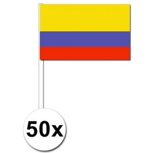 50 Colombiaanse zwaaivlaggetjes 12 x 24 cm