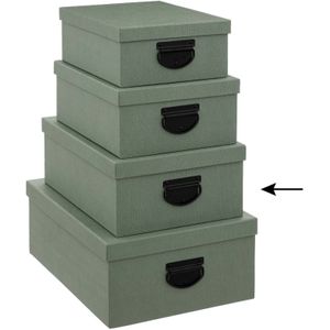 5Five Opbergdoos/box - 2x - groen - L35 x B26 x H14 cm - Stevig karton - Industrialbox