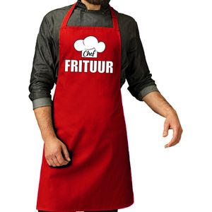 Chef frituur schort / keukenschort rood heren