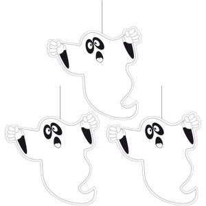 Set van 3x stuks halloween thema hangende spook/geest decoratie 20 cm brandvertragend papier