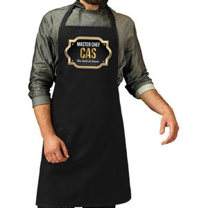 Naam cadeau master chef schort Cas zwart - keukenschort cadeau