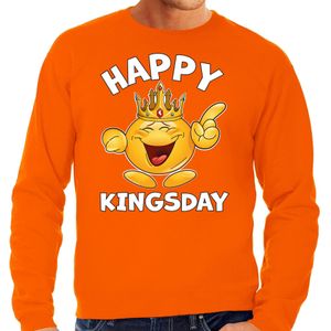 Bellatio Decorations Koningsdag sweater voor heren - happy kingsday - oranje - feestkleding