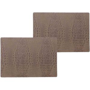 2x stuks stevige luxe Tafel placemats Coko bruin 30 x 43 cm - Met anti slip laag en Pu coating toplaag