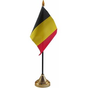 Belgie tafelvlaggetje 10 x 15 cm met standaard - Belgische feestartikelen en versieringen