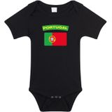 Portugal baby rompertje met vlag zwart jongens en meisjes - Kraamcadeau - Babykleding - Portugal landen romper