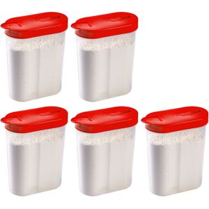 Plasticforte Voedselcontainer strooibus - 2x - rood - inhoud 1 liter - kunststof - 15 x 7 x 19 cm