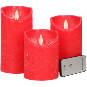 Set van 3 rode LED stompkaarsen met afstandsbediening - Woondecoratie - LED kaarsen - Elektrische kaarsen