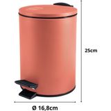 Spirella Badkamer/toilet accessoires set - WC-borstel en pedaalemmer 3L - metaal - terracotta