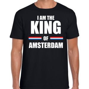 Koningsdag t-shirt I am the King of Amsterdam zwart - heren - Kingsday Amsterdam outfit / kleding / shirt