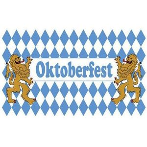Oktoberfest vlag 90 x 150cm  - Bierfeest/beieren versiering - Wand/muur/deur decoratie
