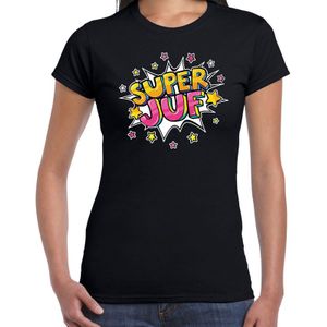 Super juf cadeau t-shirt zwart voor dames - juf jarig / kado shirt / outfit