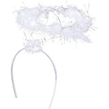 6x Engeltjes diademen wit met veren halo - Engel verkleed diadeem/hoofdband/tiara