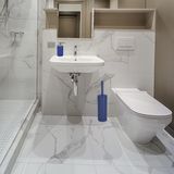 Spirella Badkamer accessoires set - WC-borstel/zeeppompje - metaal/porselein - donkerblauw - Luxe uitstraling