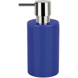 Spirella Badkamer accessoires set - WC-borstel/zeeppompje - metaal/porselein - donkerblauw - Luxe uitstraling