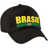 4x stuks brasil supporters pet zwart voor dames en heren - Brazilie landen baseball cap - supporter kleding
