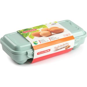 Plasticforte Eierdoos - koelkast organizer eierhouder - 10 eieren - mint groen - kunststof - 27 x 12,5 cm