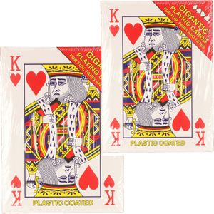 XL Speelkaarten - 2x pakjes - rood - 20 x 28 cm
