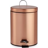 Luxe 5 liter Pedaalemmer/vuilnisbak en Toiletborstel 38 cm badkamer set koper metaal