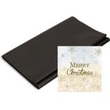 Papieren tafelkleed/tafellaken zwart inclusief kerst servetten - Kerstdiner tafel